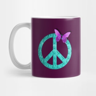 Pastel Blue Peace Sign with Purple Butterfly Mug